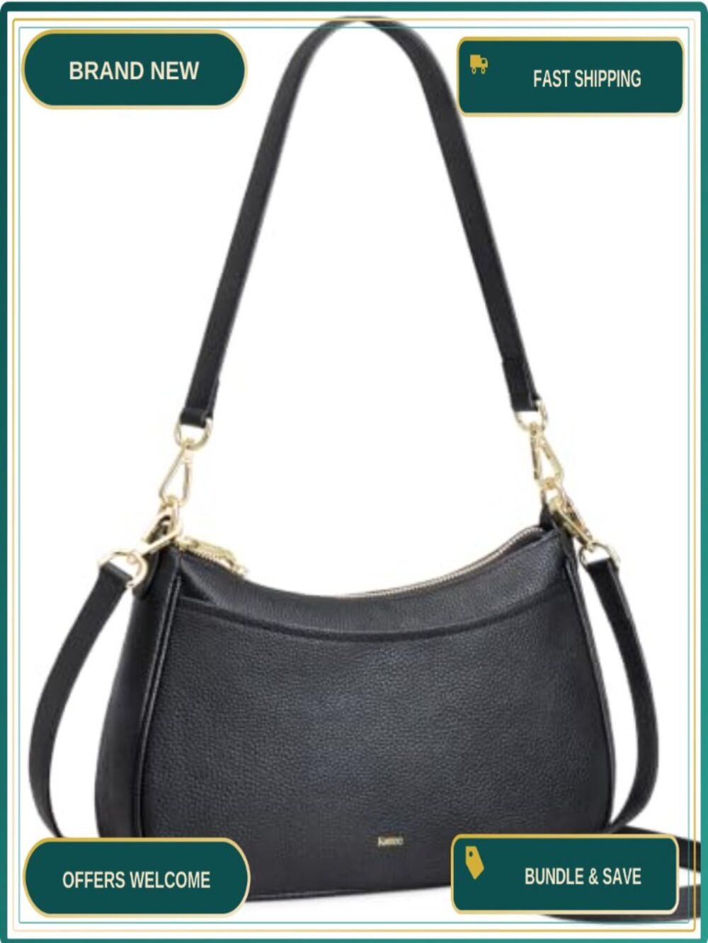 Genuine Leather Crossbody Hobo Bag for Women with Removable Straps